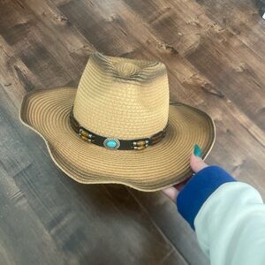 Stylish Tan Western Hat with Beaded Band